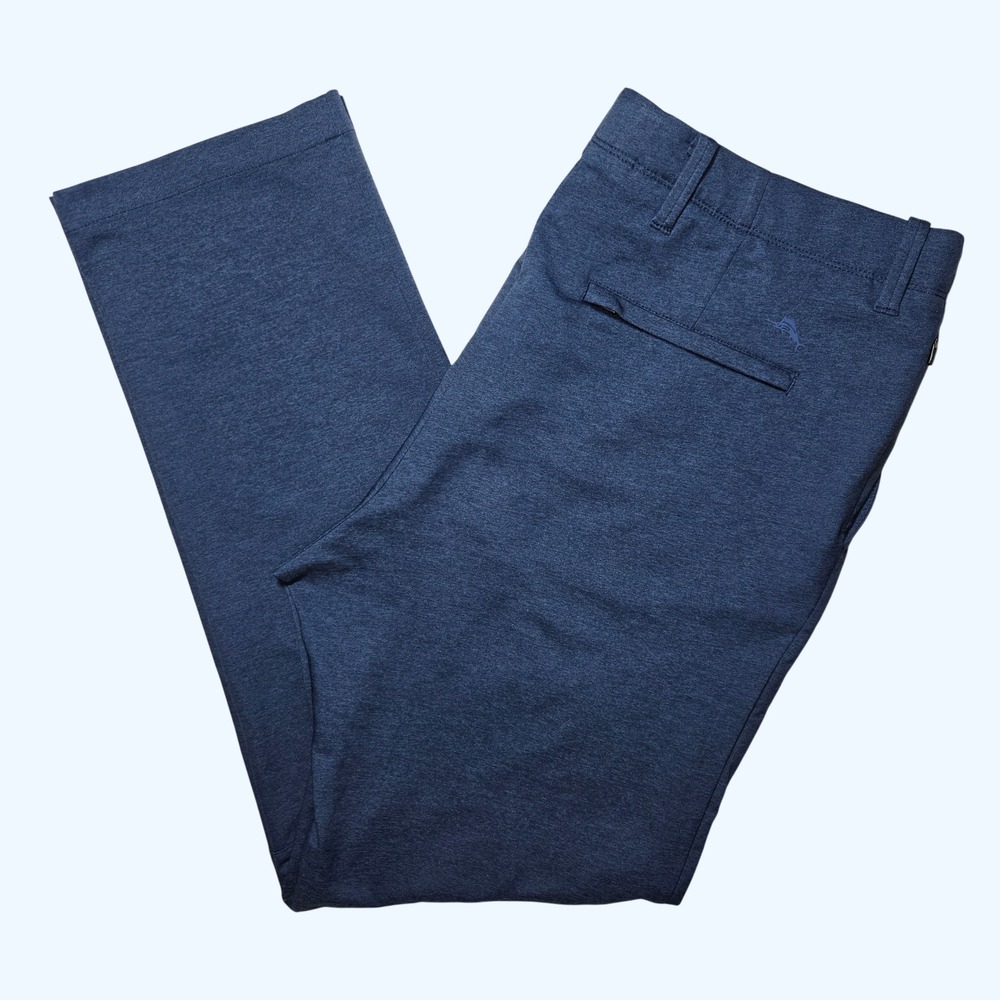 Tommy Bahama On Par Flat Front Golf Pants Mens 40x32 Blue Heathered Performance